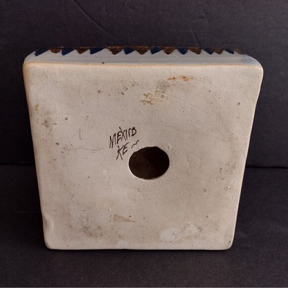 Vintage Ken Edwards Mexican Pottery Pillar Candle Holder Square Bird Signed - Picture 6 of 8